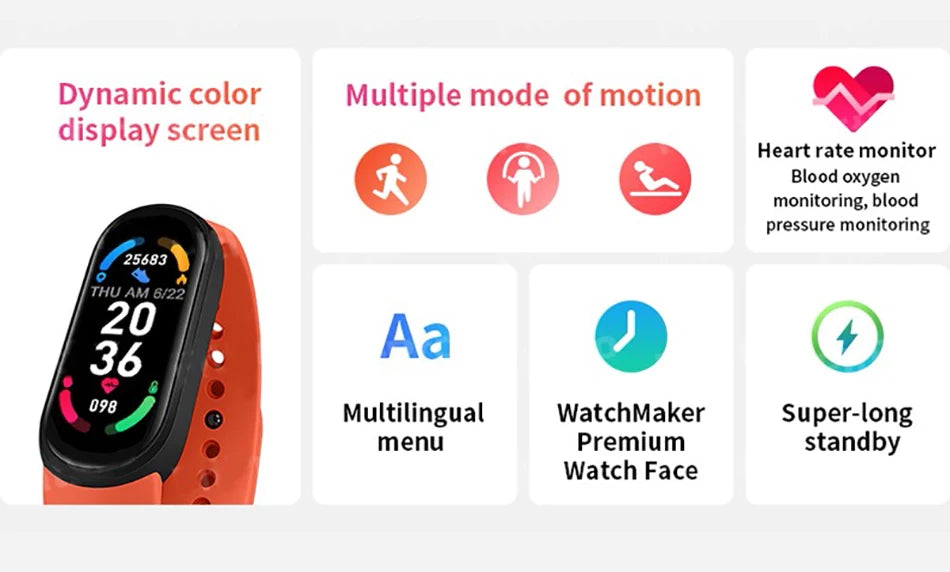 FitFanatic Smart Watch Men Women Fitness Smart Bracelet